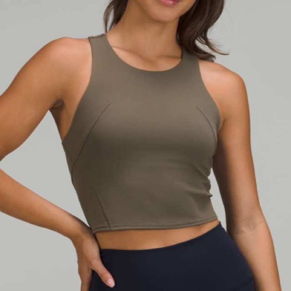 Lululemon Invigorate Training Tank Top Everlux Carob Brown Green 2 Longline